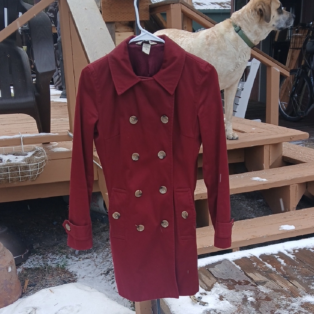 Banana Republic Burgundy Double-Breasted Trench Coat